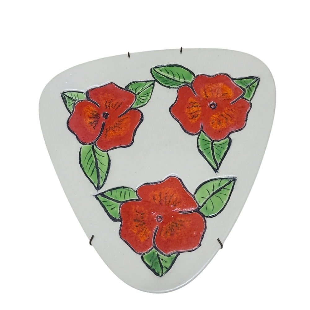 Boomerang shaped art pottery wall hanging plate